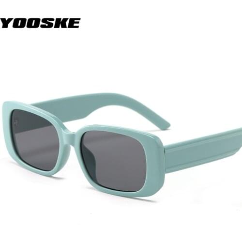 YOOSKE Brand Rectangle Sunglasses Women Men Vintage Square Sun Glasses Female Fashion Black Eyewear Oculos De Sol Shades UV400