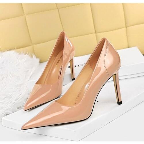 BIGTREE Women Pumps Sexy Nightclub Slim-Looking High Heel Shallow Fashion Thin High Heels Mouth Pointed-Toe Woven Sequined Shoes