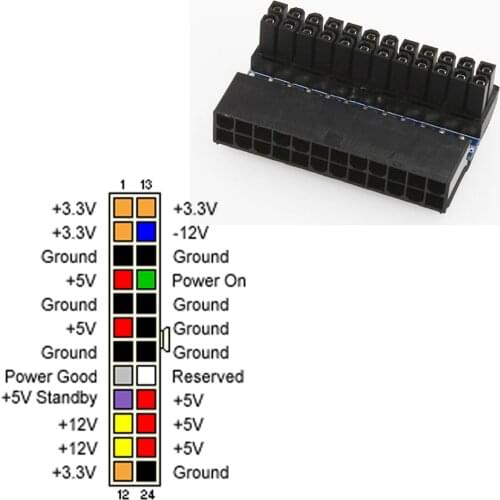 XT-XINTE Computer ATX Power Supply 24Pin 90 Degree Connector Adapter Steering Head DIY MOD Mounting Accessories Wiring Artifact