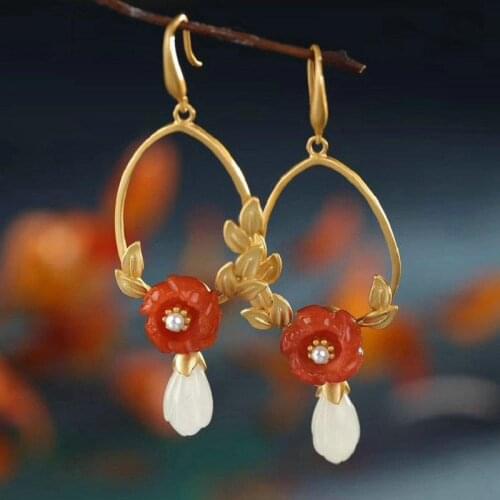 Yu Lian Hongyan S925 Silver Accessories New National Style for Women in the Imperial Palace Retro Hong Kong Style Hetian Jade F