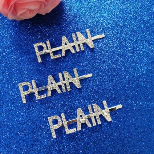 Word Hair clip Silver Crystal PLAIN Words Hair Bobby Pin/Unique Custom Letters Jewelry&Gift