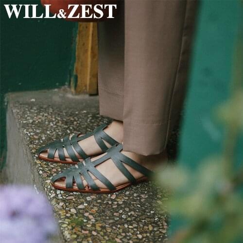 Will&Zest Flatform Sandals Ethnic Hippie Shoes Summer Women Footwear Low Heel Casual Platform Mules Slippers Trekking Chaussure