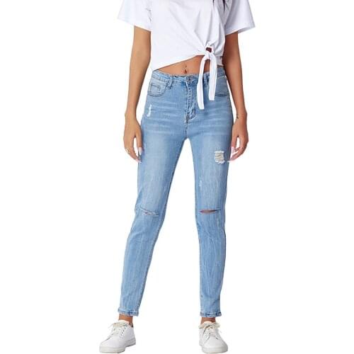 2021 Summer stretch jeans Womens Comfy Summer Elastic Waist Pockets Casual Bull-puncher Knickers skinny hip skinny pencil pants