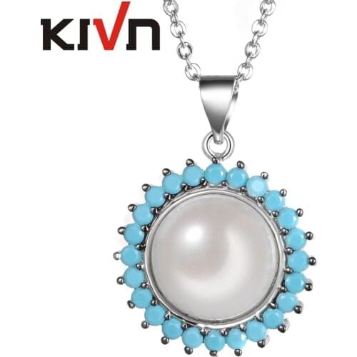 KIVN Jewelry CZ Cubic Zirconia Womens Girls Bridal Wedding Simulated Pearl Pendant Necklaces Birthday Gifts 10pcs Lot Wholesale