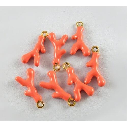 GraceAngie10pcs Orange Branch Pendant Hanging Necklace Jewelry Accessory 18*9*3mm Simulated Creative Styles Charms Alloy Drop