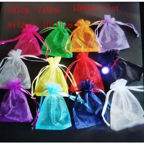 1000pcs Small Plain Organza Bags Drawstring Pouch Jewelry Packaging bag Drawable Birthday party Wedding Gift bags Candy Pouches