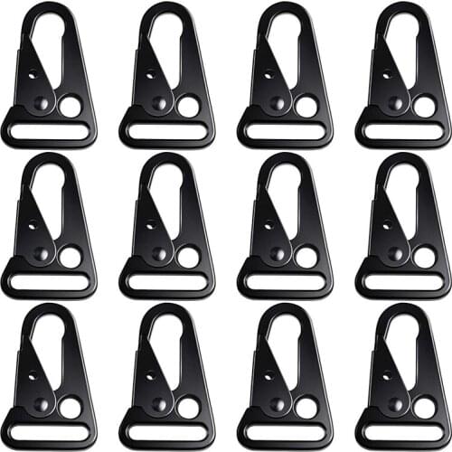 12 Pieces Enlarged Mouth Clip Sling Clasp Olecranon Hook for Keychain Snap Hooks Outdoor Bag Black Color Fits Women or Men Use Y
