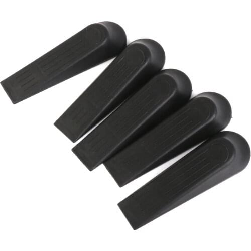 5PCS Black Plastic Door Stop Stoppers Door Block Wedges Safe Catch Holder