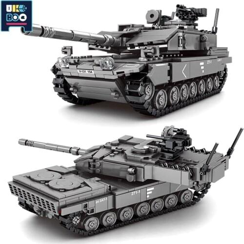 898Pcs Military 2A7 Main Battle Weapon Tank Model Building Blocks City Soldier Figures Bricks Educational Toys for Children Gift
