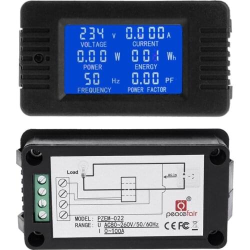 AC 100A 6in1 Digital Power Energy Monitor Voltage Current KWh Watt Meter AC 80~260V 110V 220V with Split CT