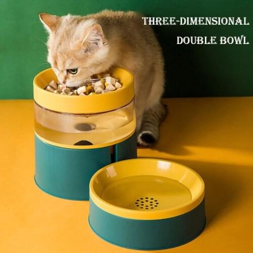 Cat Bowl Automatic Drinking Water Feeder Integrated Anti-overturning Dog Bowl Cat Food Bowl Rice Bowl Water Bowl Double Bowl Cat