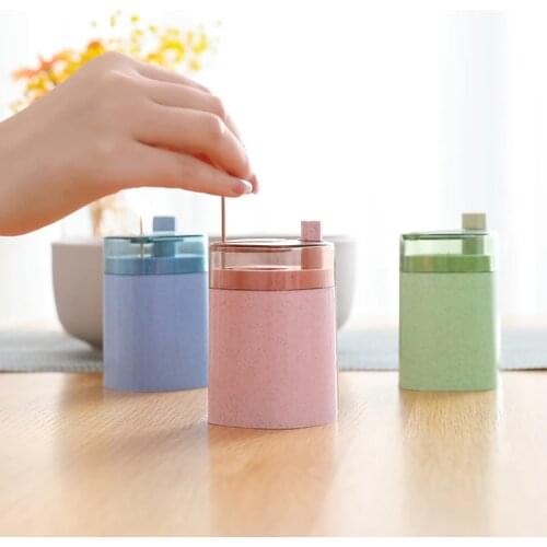 Automatic Toothpick Holder Container Wheat Straw Household Table Toothpick Storage Box Toothpick Dispenser Popular