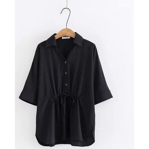 Plus Size XL--3XL Ladies Tops Womens Blouse Spring Summer Black White Blusas Officewear Top