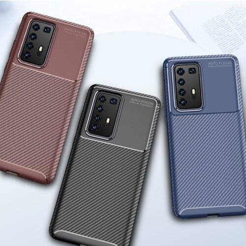 P40 Pro Business Carbon Case for Huawei P40 Pro Plus Cover Silicone TPU Soft Back Funda for Huawei P40 Lite Capa for P40 Pro