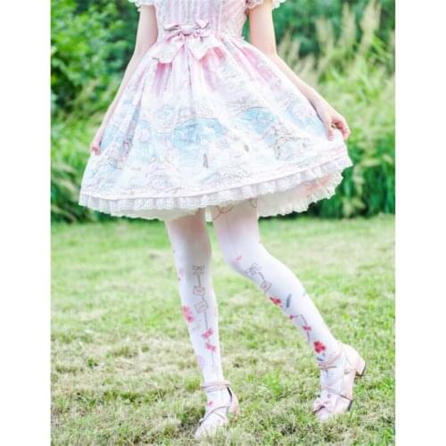 Japanese Style Lolita Swwet Love Stockings Rabbit Printed Socks Spring and Autumn Long High Socks H