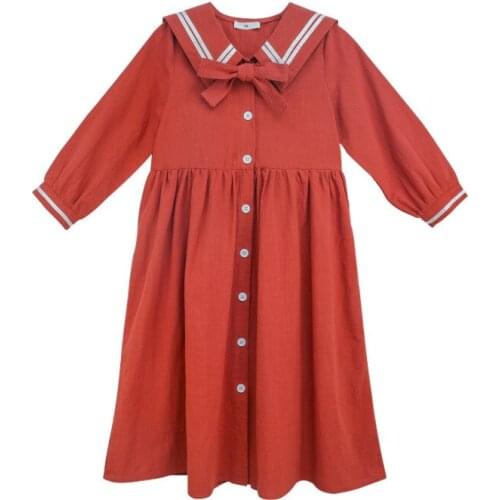 Big Girls Cotton Preppy Style Dress Autumn 2020 Kids Girls Maxi Dresses Cute Mother and Daugther Long Dress Kids School Clothes