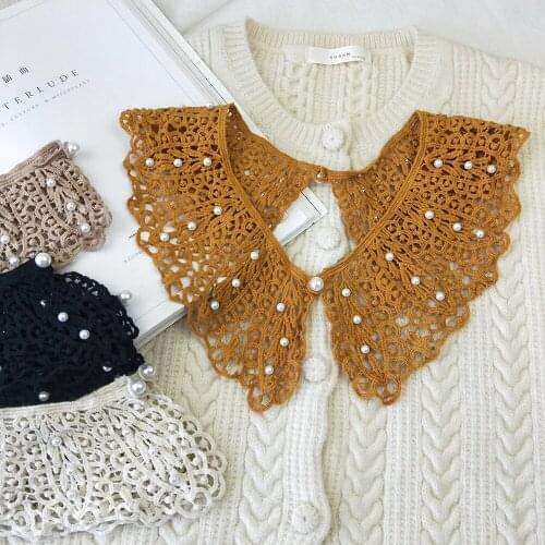 Cotton Hollow Fake Collars for Women Detachable Shirt False Collar Small Scarf Dress Lapel Blouse Tops Neck Ties Shawl