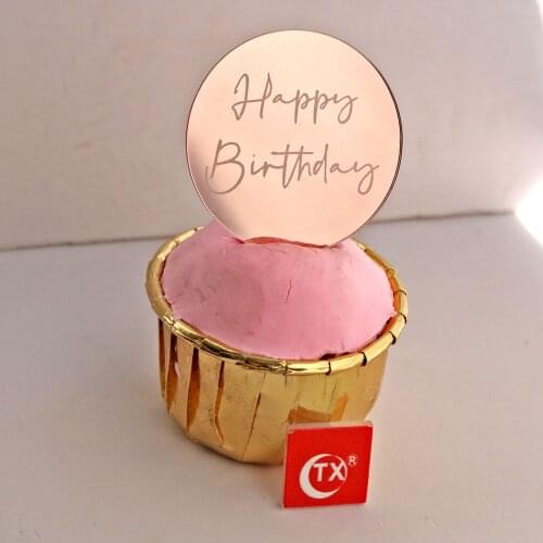 INS Gold Acrylic Happy Birthday Cupcake Toppers Silver Birthday Cake Baking Decorations for Kids Birthday Party Cake Supplies