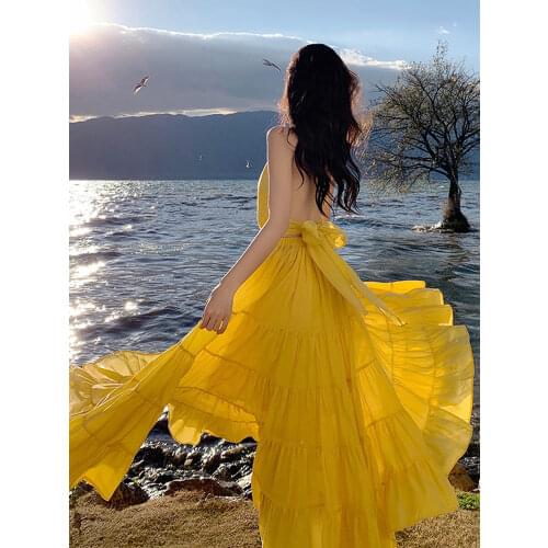 MICOSONI Yellow Summer Dresses