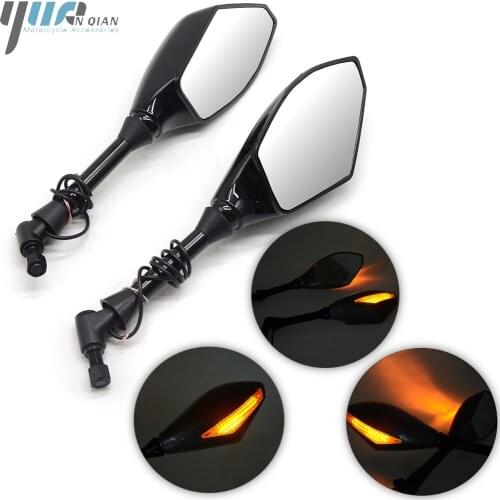 Motorcycle Black/Carbon Fiber LED Turn Signals Rearview Mirrors Fits For Honda FOR SUZUKI GSX1400 GSF650 Street Scooter Bikes