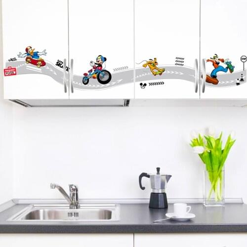 Cartoon Mickey Goofy Donald Duck Skateboard Sports Wall Stickers For Kids Rooms Wall Art Decor Posters Diy Removable Decals