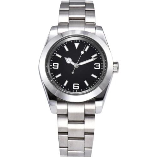 Watch 39mm Mens Automatic Black Dial Glowing Hand sapphire Glass 316L Stainless Steel Bracelet Z225-9