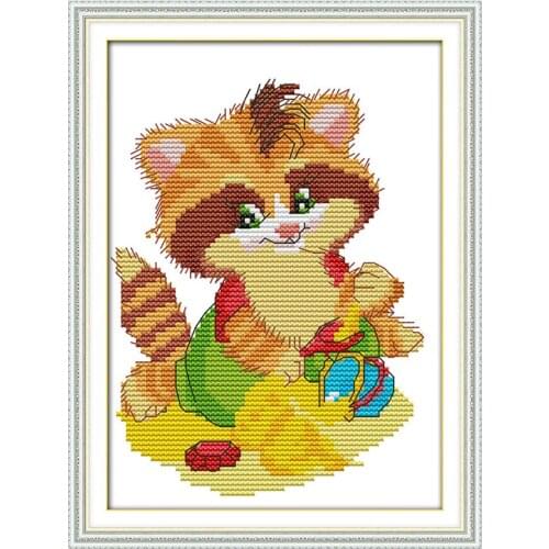 Lovely cat cross stitch kit animal DMC stamped aida 18ct 14ct 11ct cloth counted printed canvas set stitches embroidery handmade