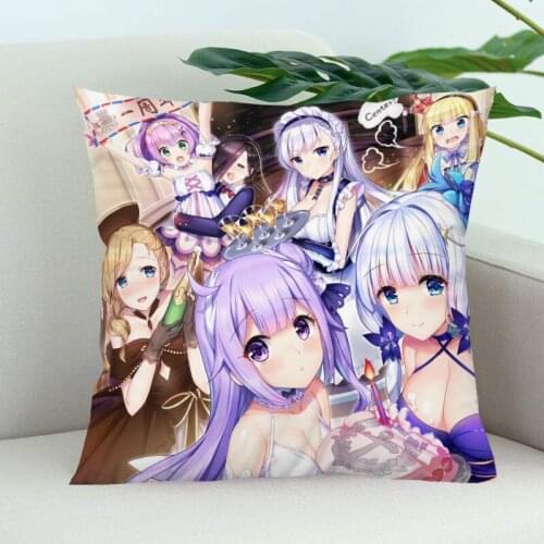 Pillow Cover Bedroom Home Office Decorative Azur Lane Pillowcase Square Zipper Pillow Cases Satin Soft