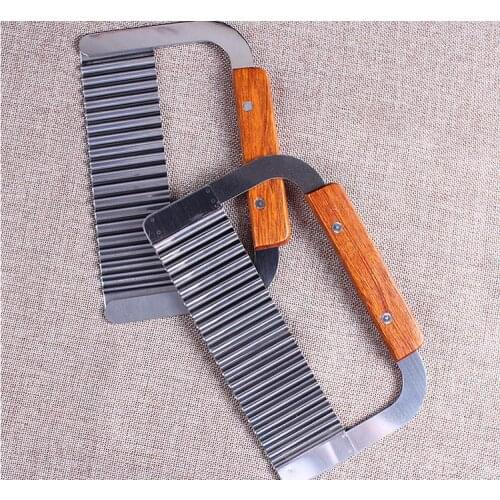 New Hardwood Handle Stainless Steel Crinkle Wax Vegetable Soap Cutter Wavy Slicer SN613