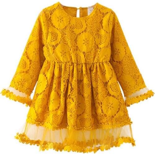 New 2019,Girl lace dress,Spring Autumn kids Clothes,girls long sleeves flower princess dress For 2-6 years old children clothing