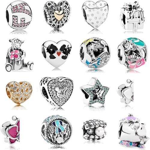 NEW 2021 100% 925 Sterling Silver Love Gem Shell Charm Pendant Fit DIY Original Bracelet Fshion Jewelry Gift