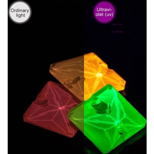 Upriver New K9 Neon Square Sew On Rhinestones 12mm/14mm 5 Colors Handicraft Glitter Glass Glowing For Garment Decoration