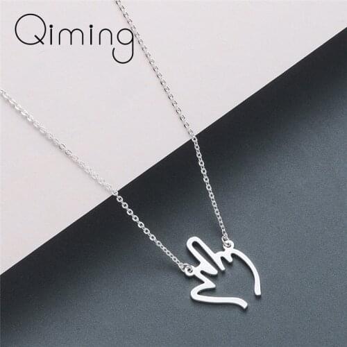 Middle Finger Gesture Necklace Women Vintage Design fashion Stainless Steel Vintage Necklace Best Gift Cute Jewelry For Men