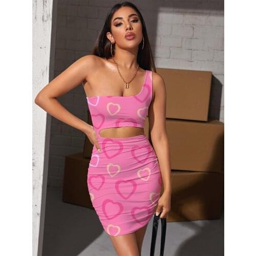 Giyu Brand Love Dress Women Couples Bodycon Dress Romantic Halter Sleeveless Lovely 3d Print Womens Clothing Summer New Boho