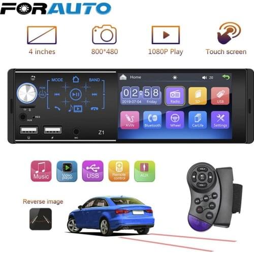 Support Rearview Camera 4.1 Inch Touch Screen 1Din Steering Wheel Control Bluetooth Auto FM Stereo Audio Radio Car MP5 Player