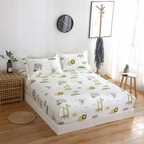 100%Cotton Bedding bed Sheet Full queen king Single Double size Fitted Sheet Comfortable elastic Mattress Cover Pillowcase