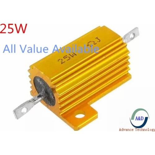 1PCS 25W 0.33R 0.39R 0.4R 0.47R 0.5R Aluminum Power Metal Shell Case Wirewound Resistor 0.33 0.39 0.4 0.47 0.5 ohm 25W 5