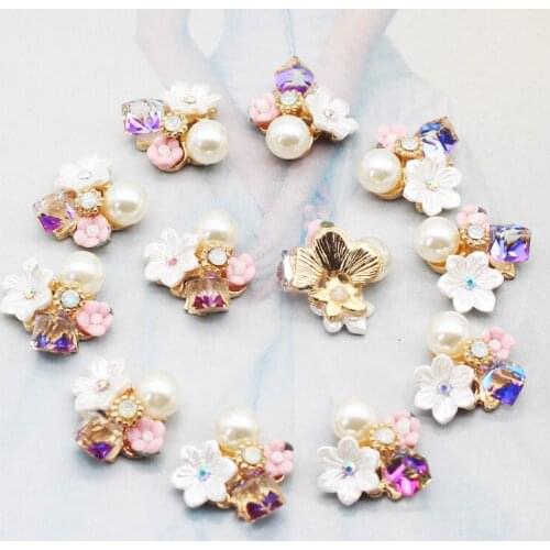 Direct Selling 10Pcs/Batch Of Alloy Pearl Rhinestone Buttons For Various Garment Craft Sewing Materials DIY Wedding Decoration