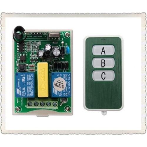 NEW AC220V 2CH 10A Radio Controller Motor Positive &negative RF Wireless Remote Control Switch 1Transmitter +1 Receiver