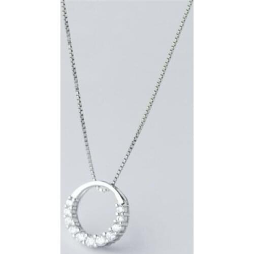 Romantic Micro-Haeundae Crystal Exquisite Beautiful 925 Sterling Silver Jewelry Circle Simple Pendant Necklaces N081