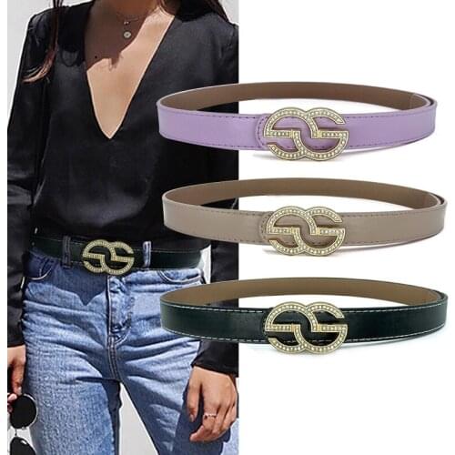 Rhinestone Diamond Buckle Girdle Belts Luxury designer women Jeans Dress Waist Band fashion leather Belt