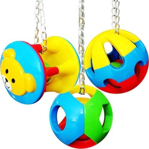Pet Supplies Bird Parrot Training Toys Colorful Ball with Chain Birds Stand Playground Accessories