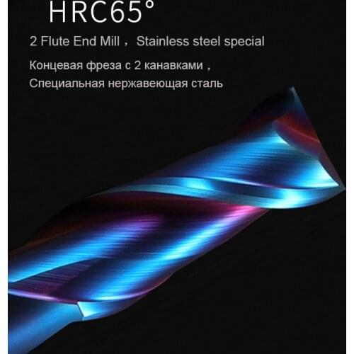 CNC Carbide End Mills Tungsten Machine Milling Cutter Tools 2 Flute Metal Key Seat Face 6 10MM Router Bit HRC65 stainless steel