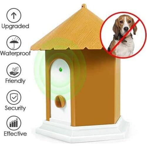 Backyard No Barking Device Ultrasonic Bark Deterrent for Dog Up to 50ft Rage Automatic Activation Weatherproof Bird House Design