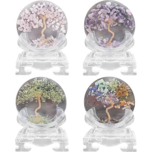 Magic Crystal Ball Tree Of Life Augen Energy Desktop Decoration Crystal Crushed Stone Ball Tree Flower Crystal Ball