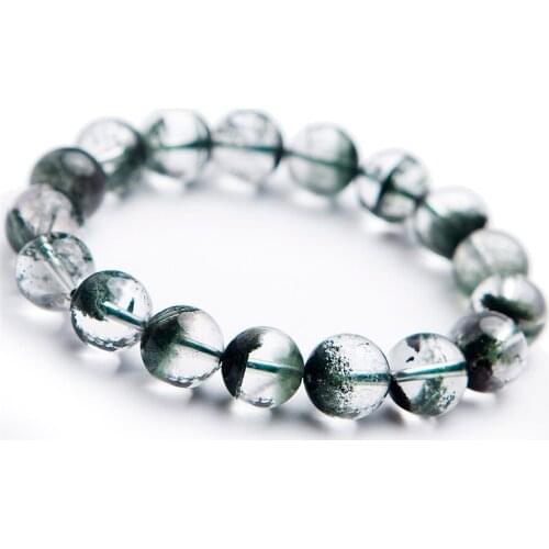12mm Genuine Natural Green Phantom Quartz Bracelets For Women Femme Stretch Healing Crystal Round Bead Bracelet Drop Shipping