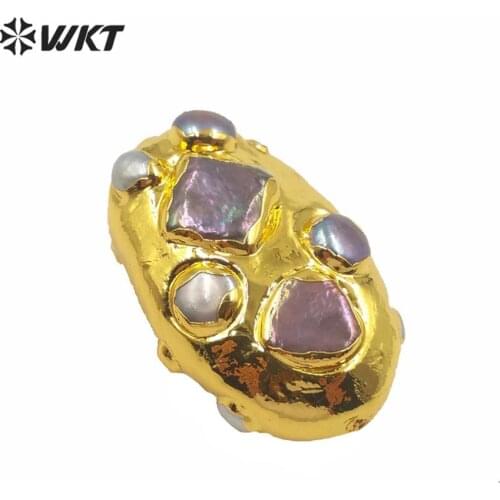 JFE47 Wholesale fashion gold pearl beads findings women jewelry design loose beads for necklace or bracelet design with hole