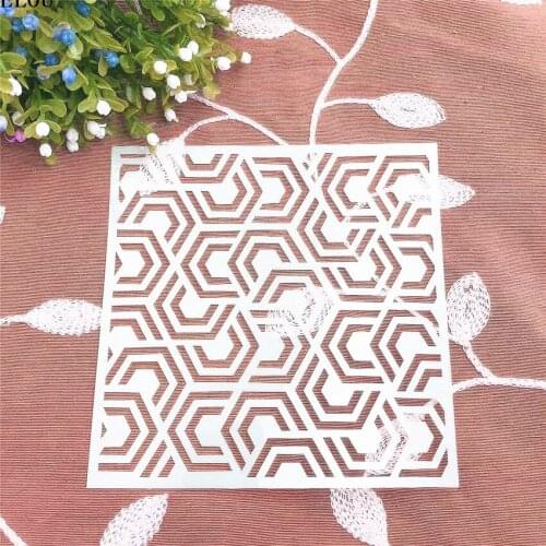 15*15 Magic button scrapbook stencils spray plastic mold shield DIY cake hollow Embellishment printing lace ruler Easter