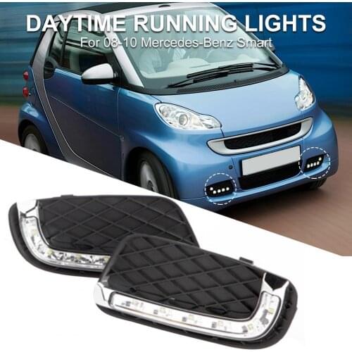 2pcs Led DRL Turn Signal Light Bulb Waterproof Auto ABS LED DRL Fog Lamp for Mercedes-Benz Smart 2008 2009 2010