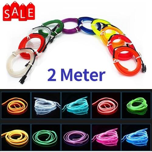 2M Car Interior LED Lights Strip Flexible EL Wire Neon Decoration Atmosphere Light RV Room With USB Night Lamp Bar Ambient Strip